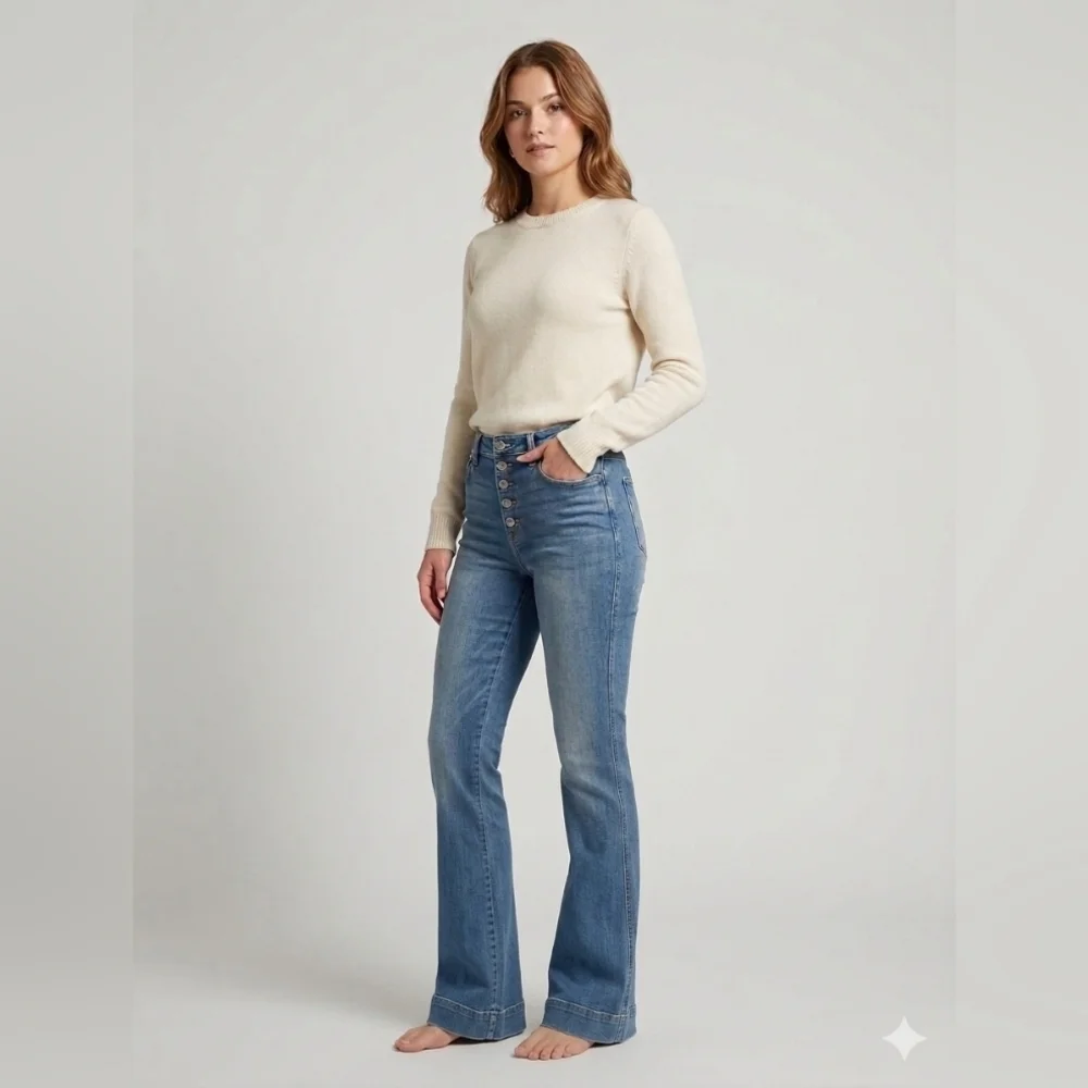 KanCan™ Mom High Rise Jeans Button Fly Shimmer Black SZ 29